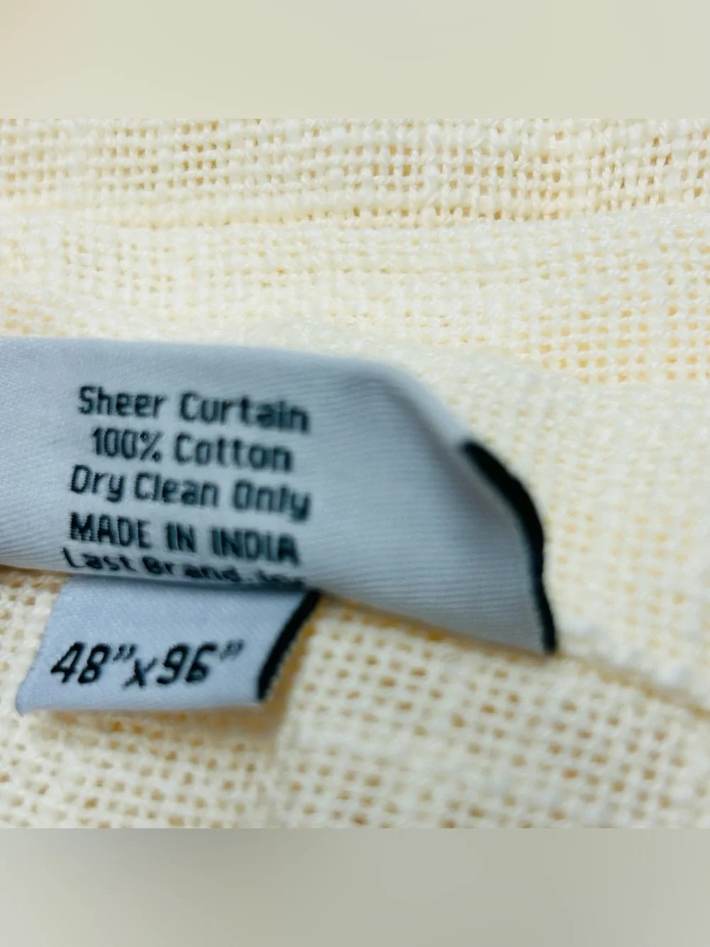 QUINCE Set Of 4 *48x89* Cotton Sheer Curtains Ivory 8945